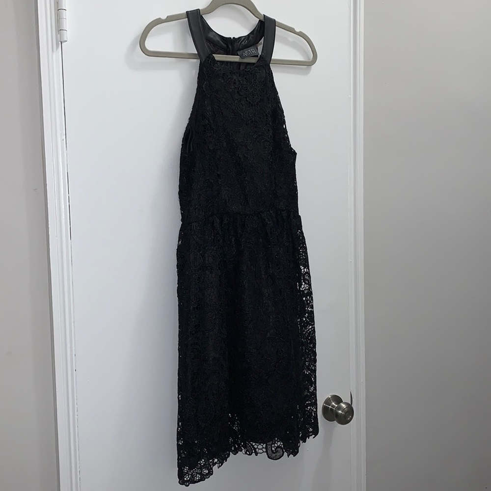 Astr lace and leather dress